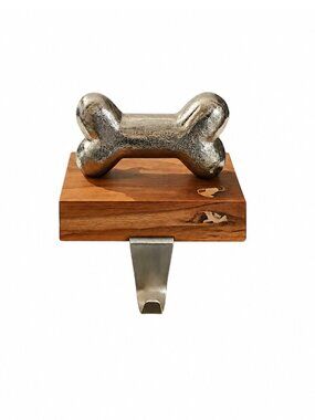 Decorative Bone Shape Silver Metal Stocking Holder Dog Coat Leash Hook NEW